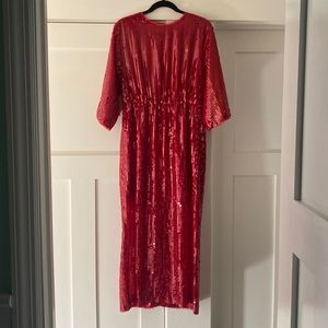 J. Crew Red sequin midi dress size 12.  Never worn!